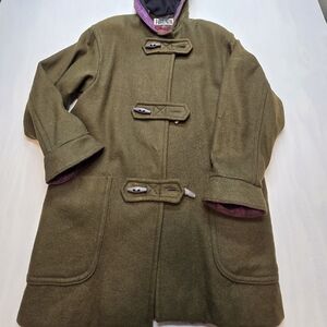 Vintage Wool Trench Coat with Purple Accents